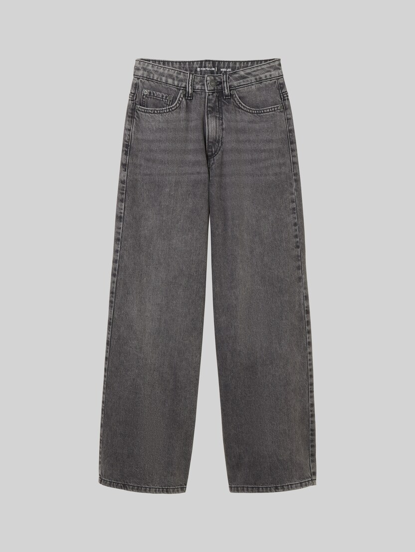 Wide Leg Jeans von Teen Girls, used mid stone grey denim