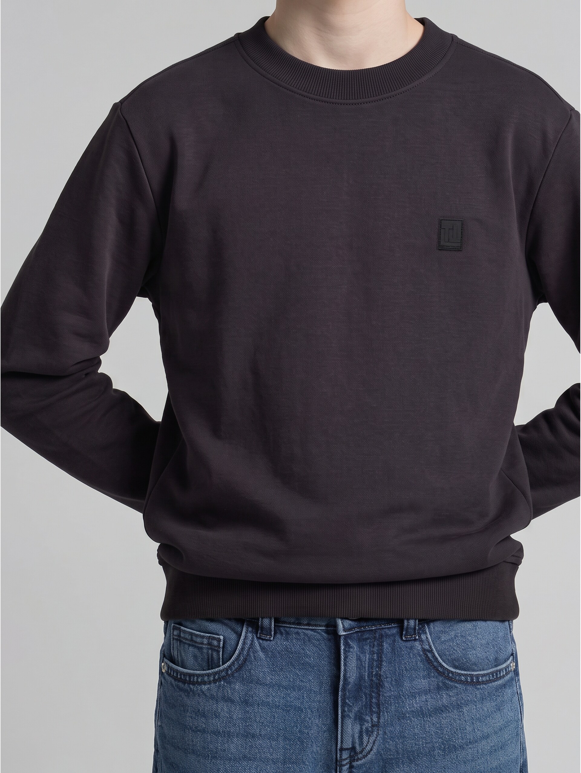 Sweat basique en coton - coal grey