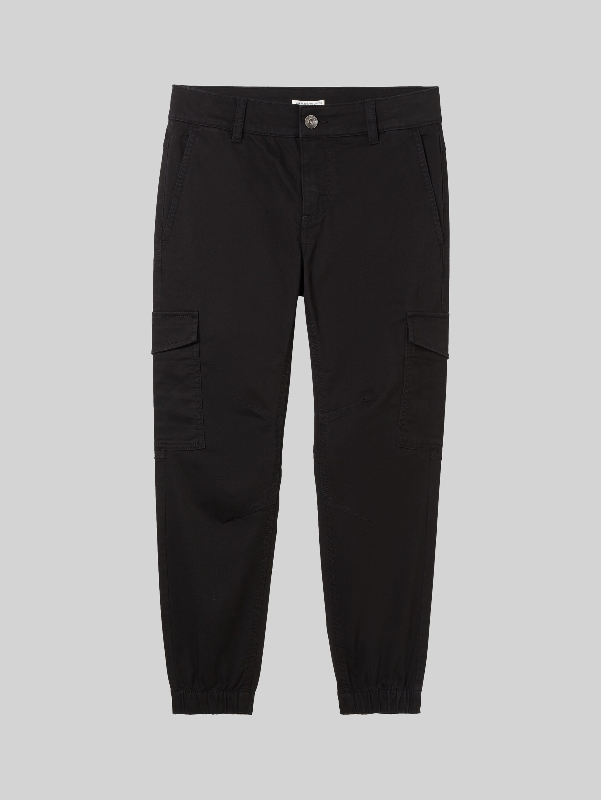 Cargo trousers with patch pockets - Black - Front product view