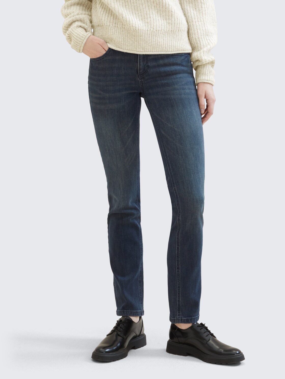 TTALEXA STRAIGHT Jeans - dark stone wash denim - Ausschnitt Model-Vorderansicht