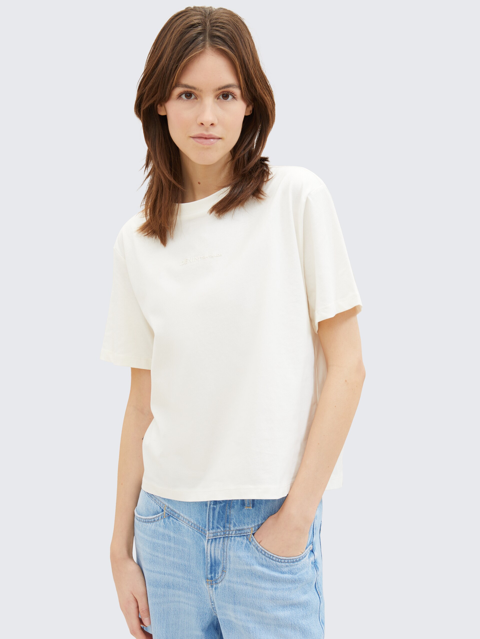 Boxy Fit T-Shirt aus Baumwolle - Gardenia White