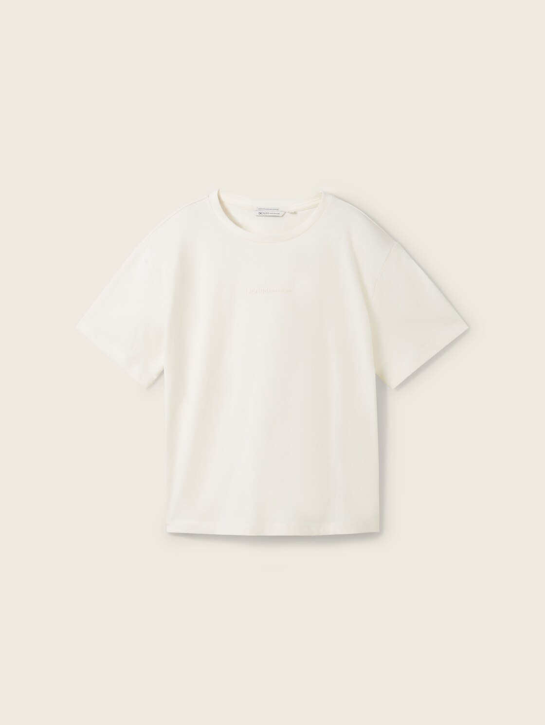 Boxy Fit T-Shirt aus Baumwolle - Gardenia White - Vorder-Produkt-Ansicht