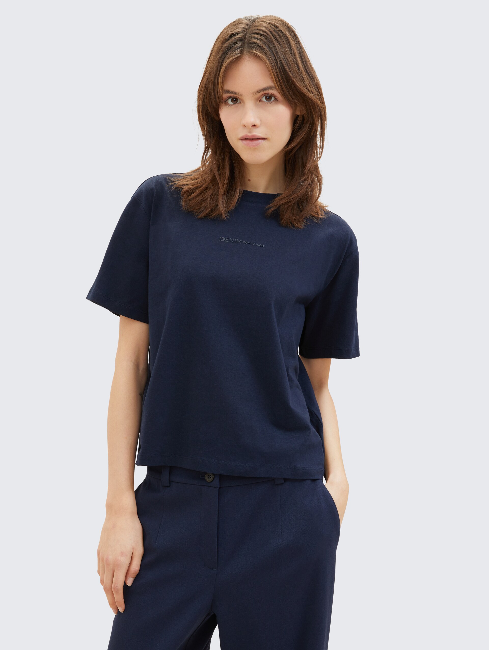 Boxy Fit T-Shirt aus Baumwolle - sky captain blue
