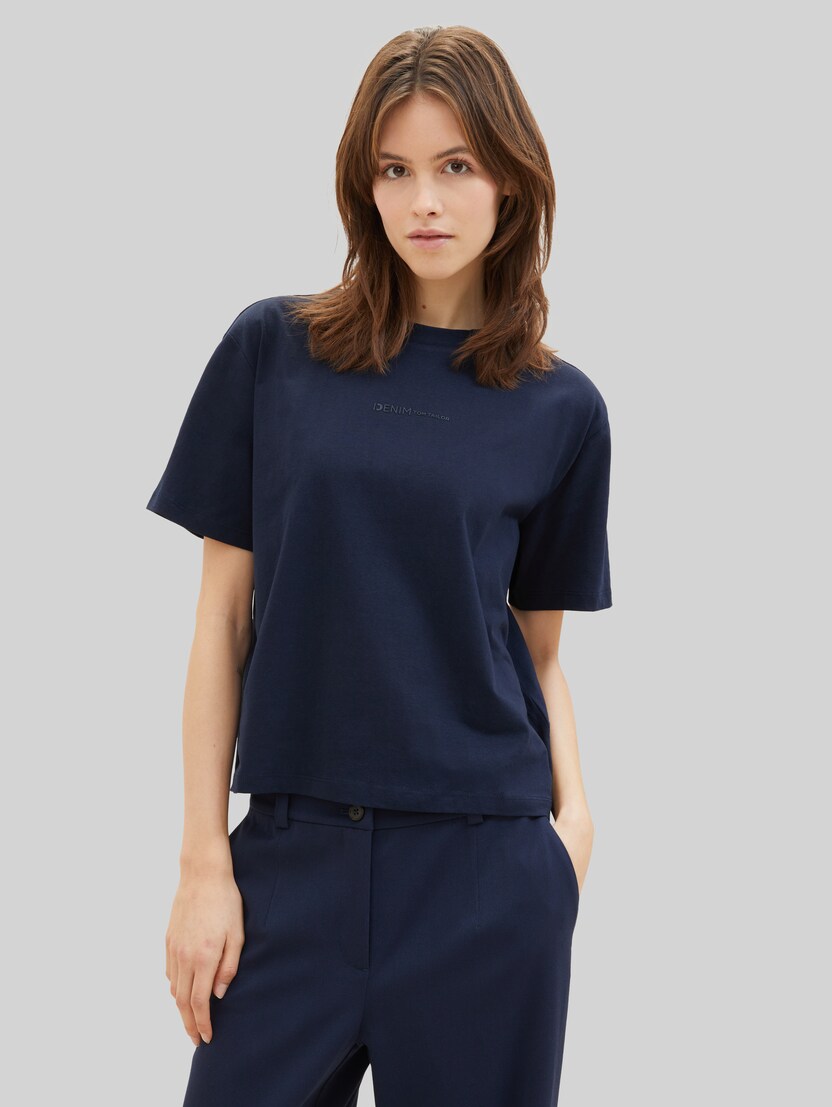 Boxy Fit T-shirt van katoen door Denim Female, sky captain blue