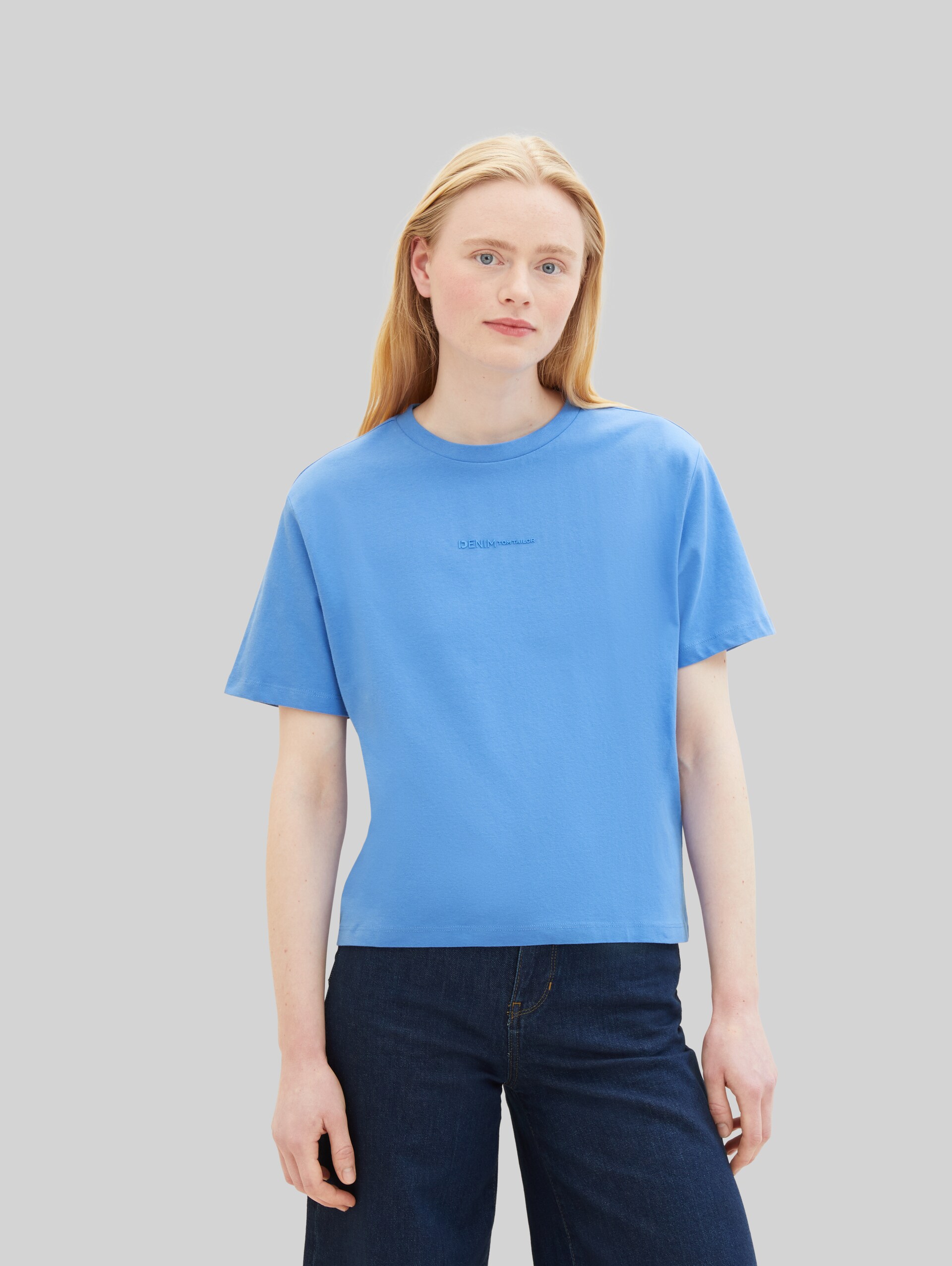T-shirt Boxy Fit en coton - sicilian blue