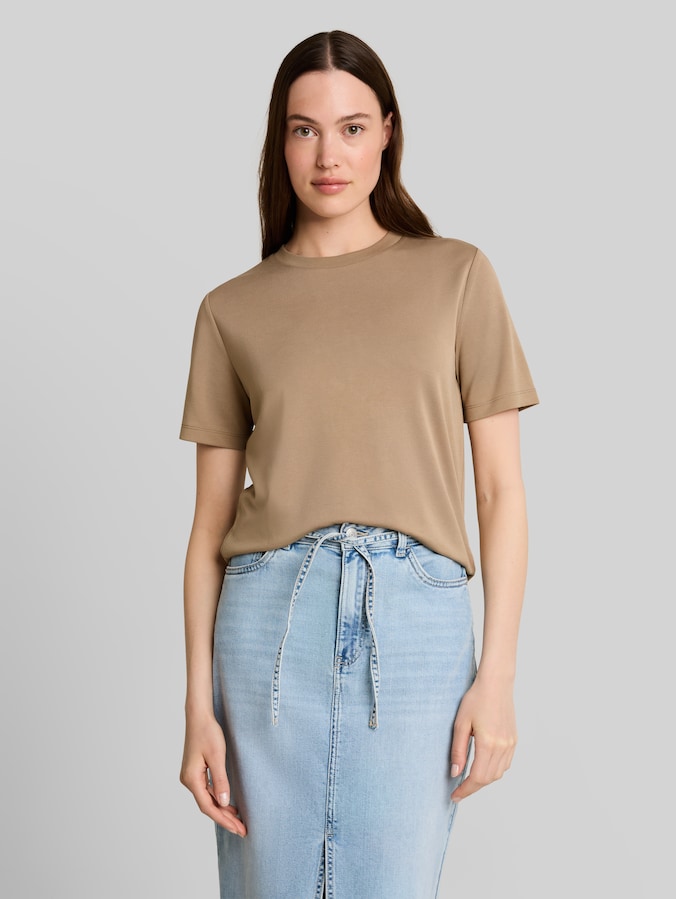 T-shirt met losse pasvorm door Denim Female, Mink Beige