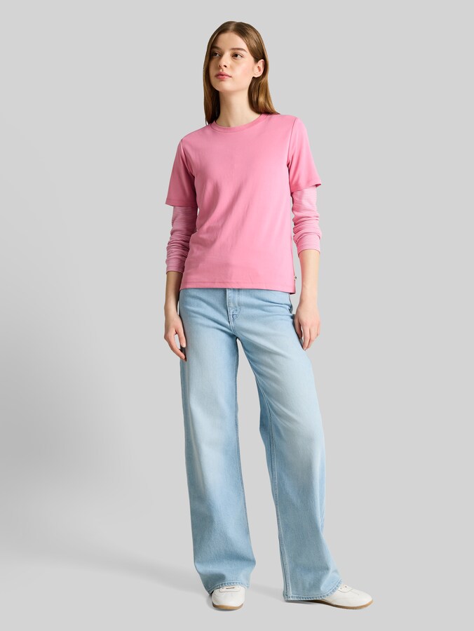 T-shirt met losse pasvorm door Denim Female, Soft Blush Rose