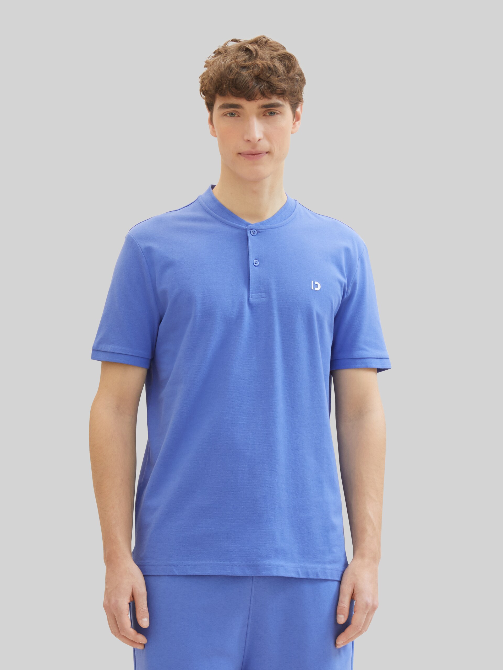 Basic Poloshirt mit Bomberkragen - blueberry blue