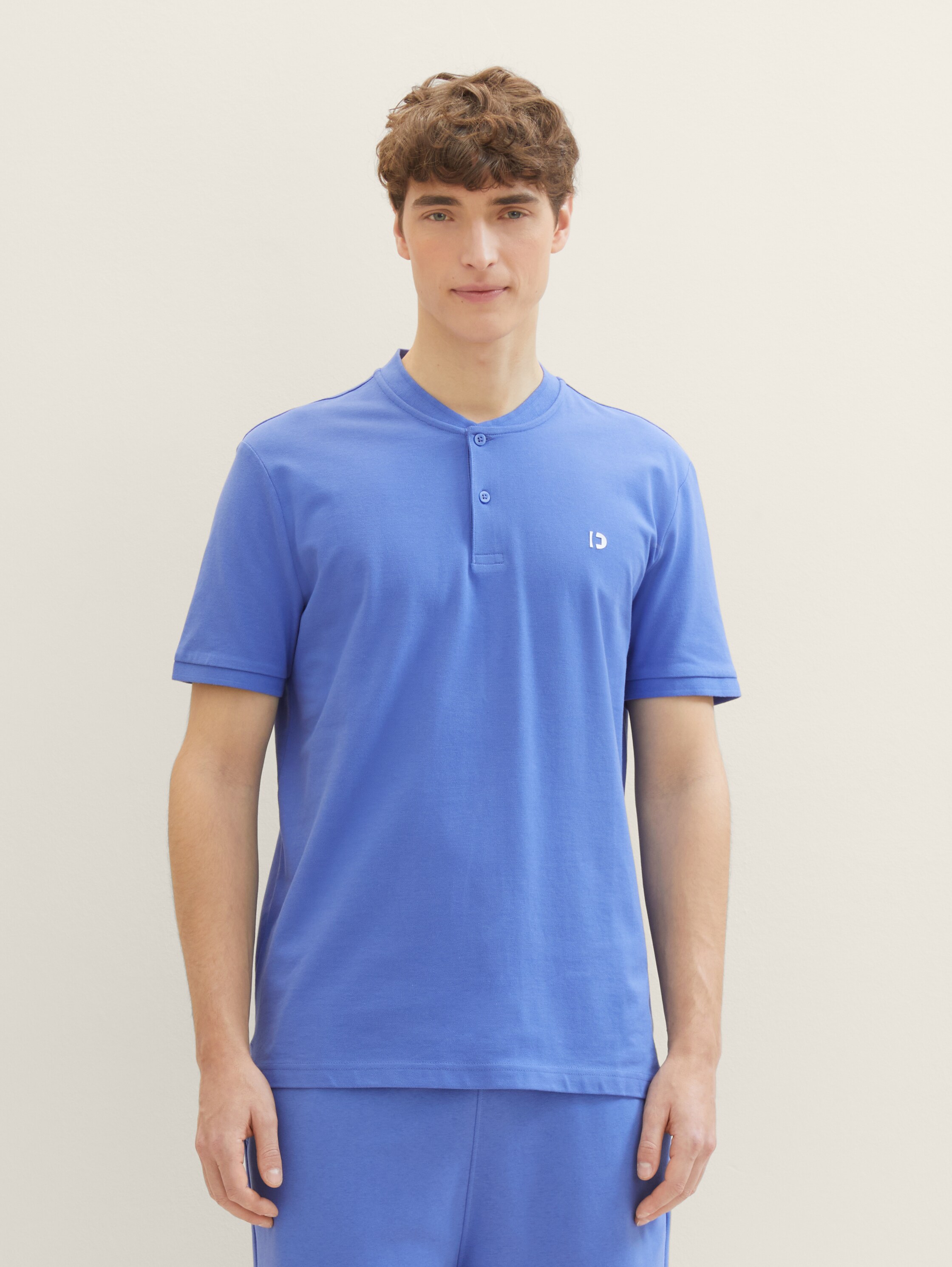 Basic Poloshirt mit Bomberkragen - blueberry_blue - 