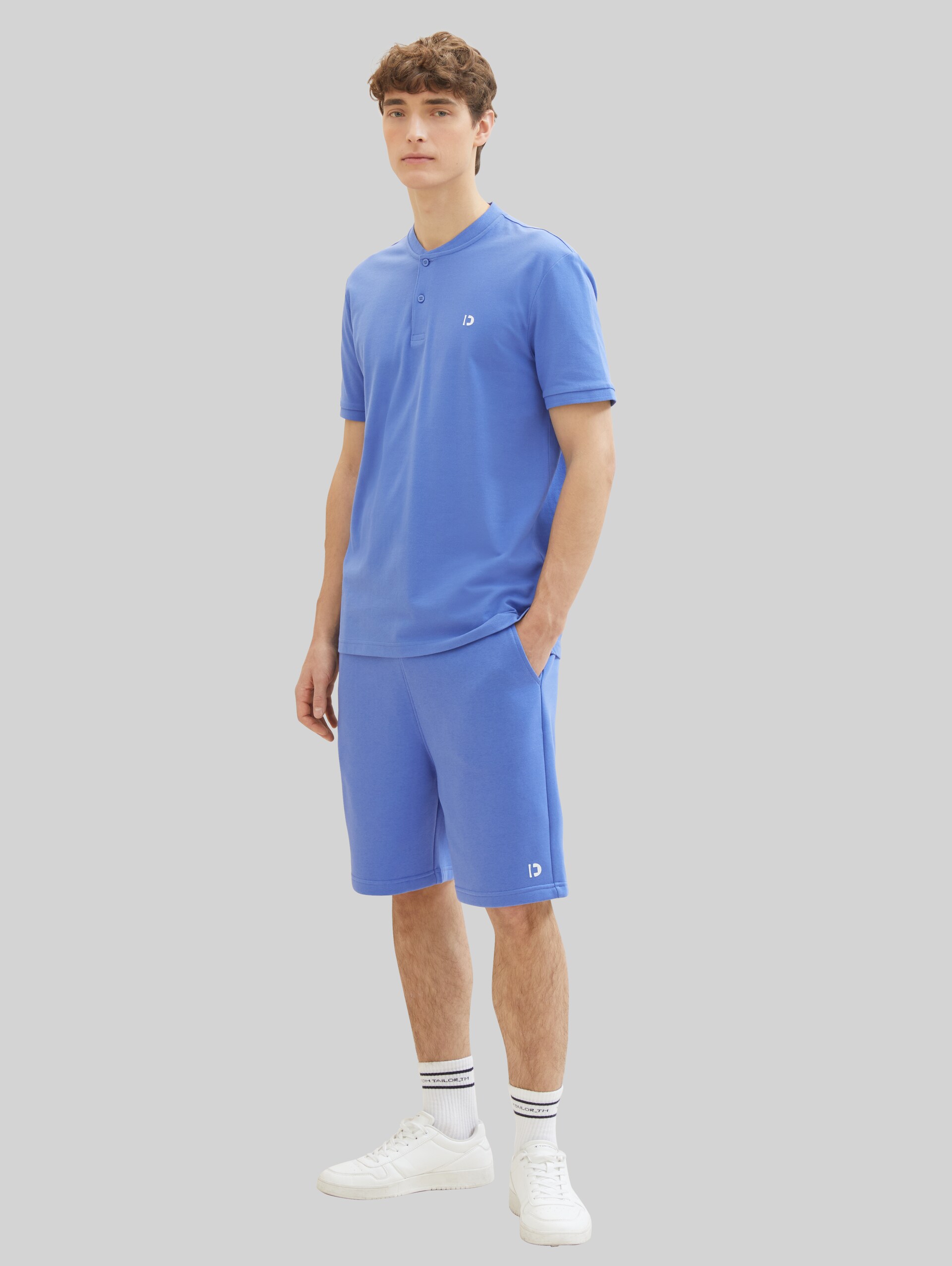 Basic Poloshirt mit Bomberkragen - blueberry blue