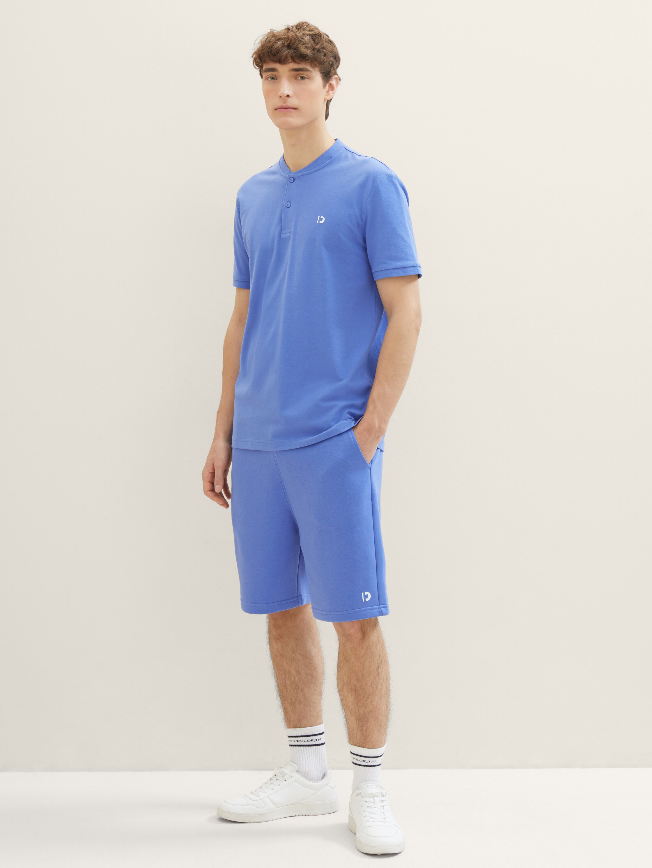 Basic Poloshirt mit Bomberkragen - blueberry_blue - 