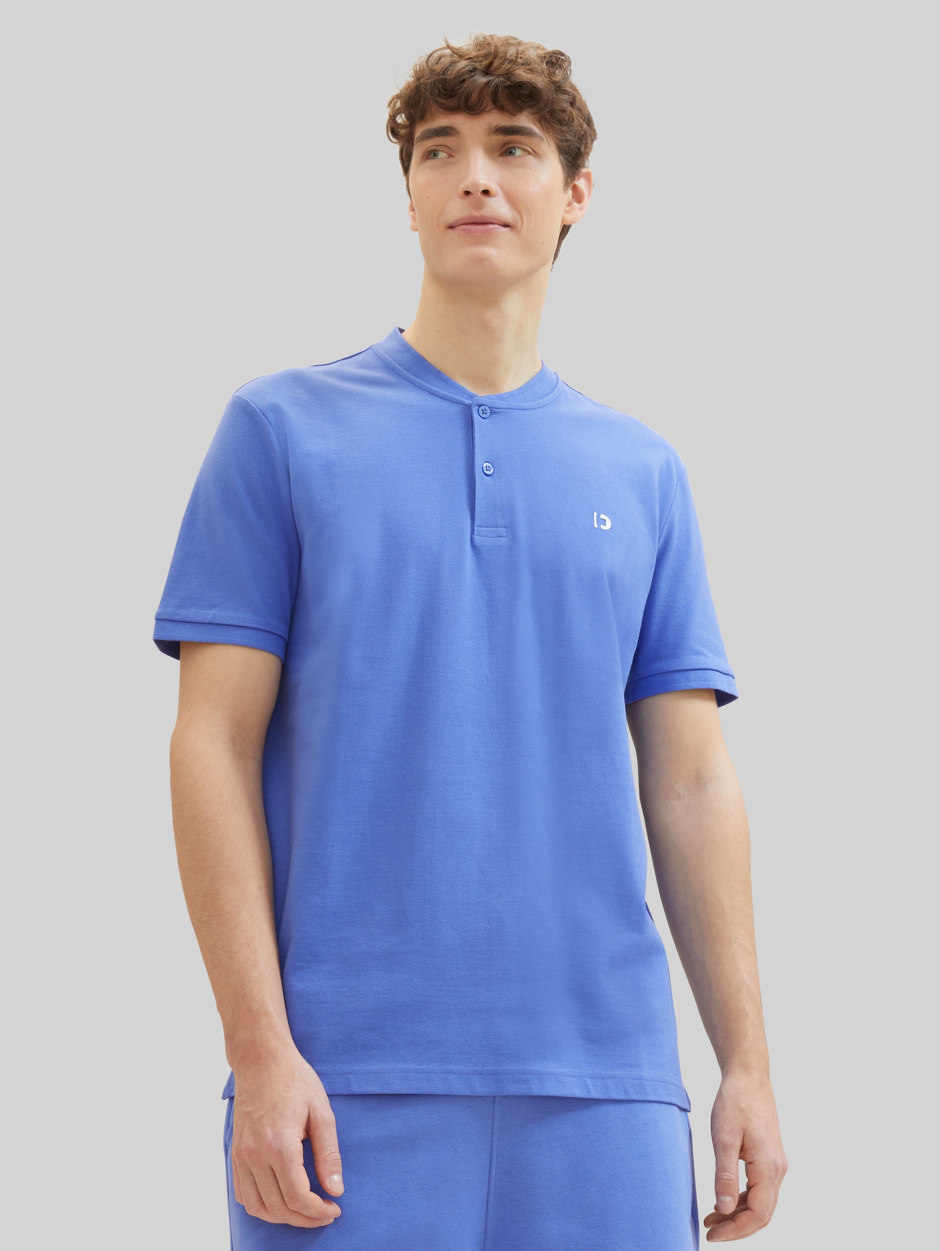 Basic Poloshirt mit Bomberkragen - blueberry blue