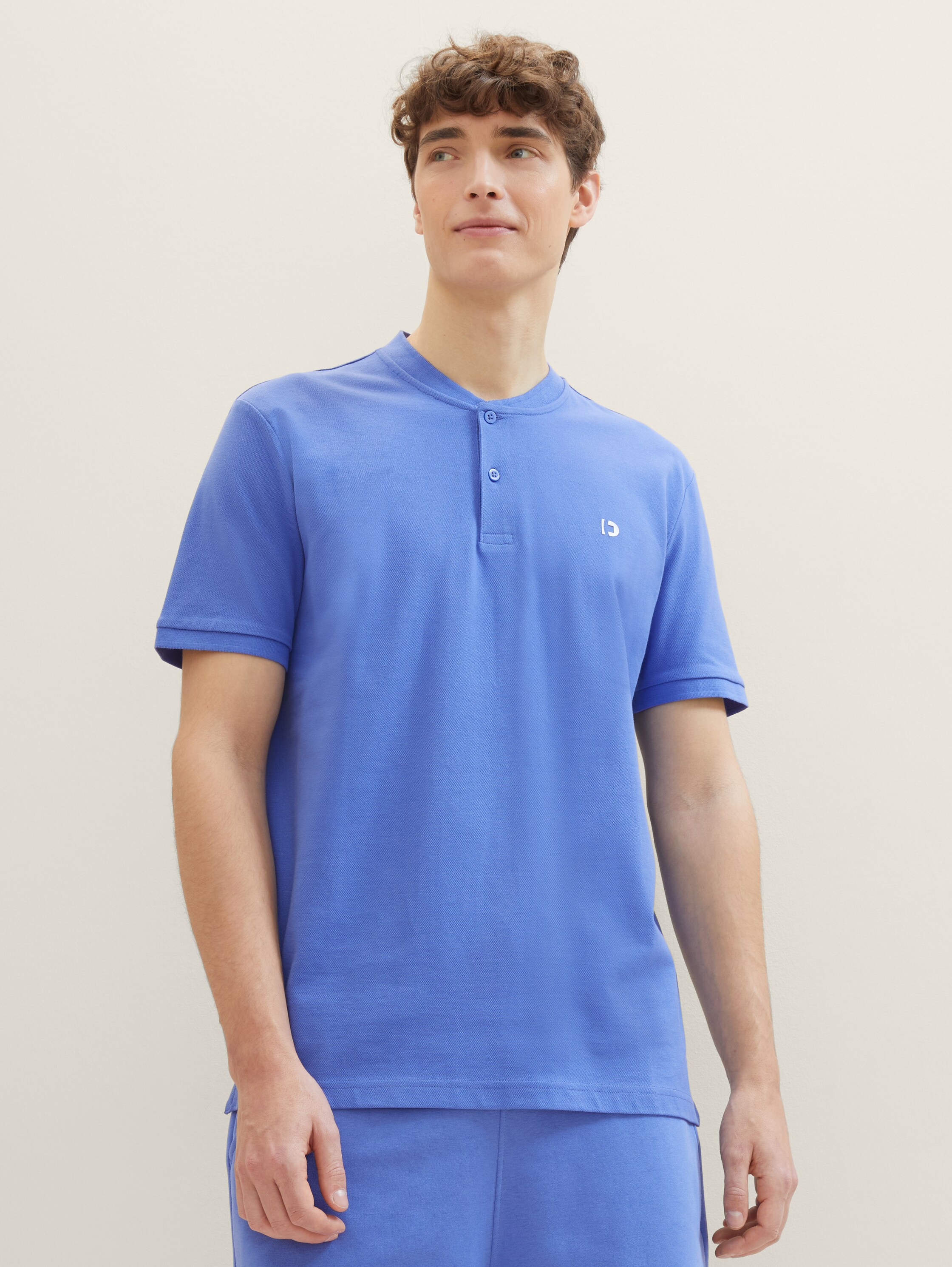 Basic Poloshirt mit Bomberkragen - blueberry_blue - 