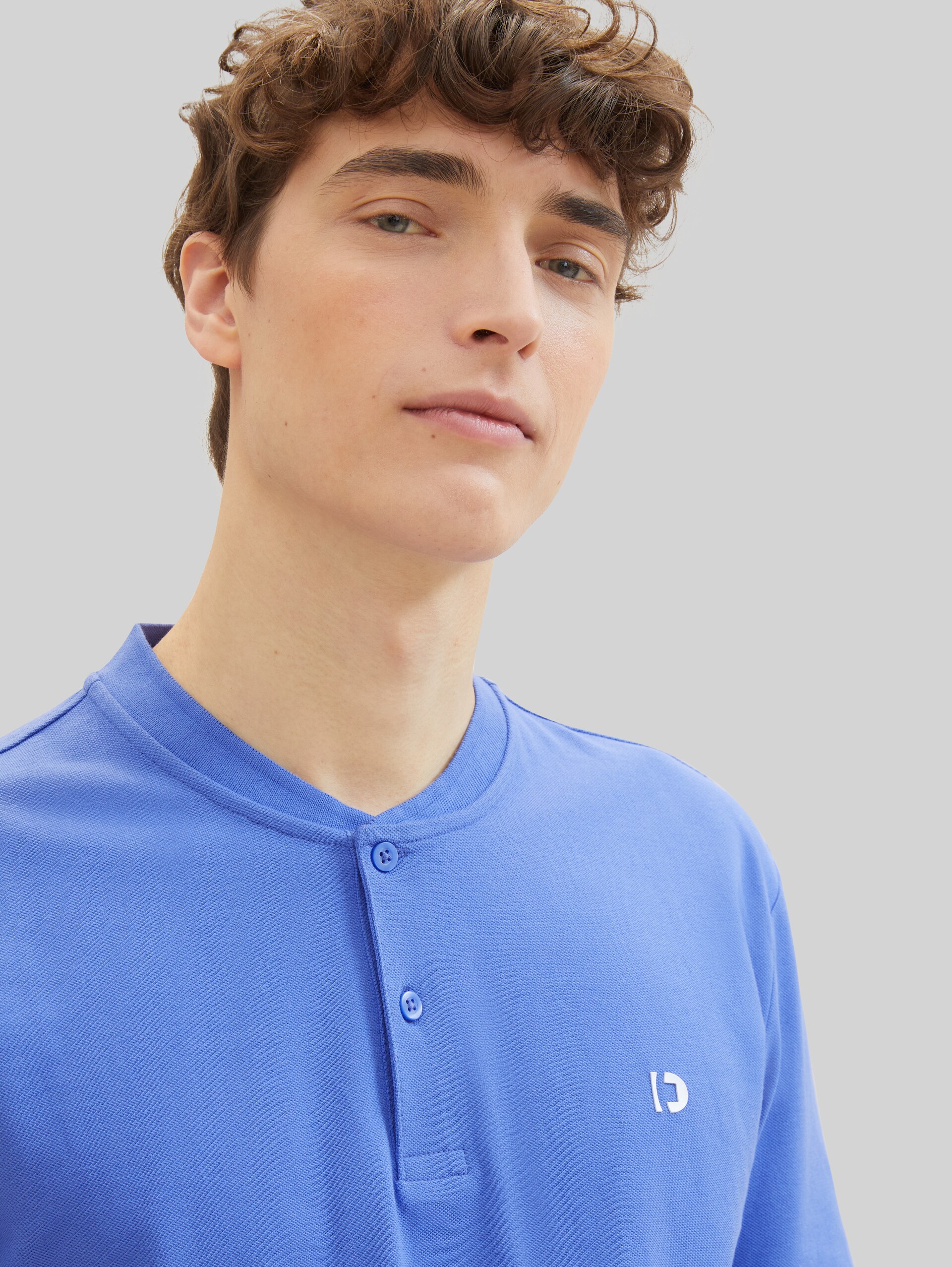 Basic Poloshirt mit Bomberkragen - blueberry blue