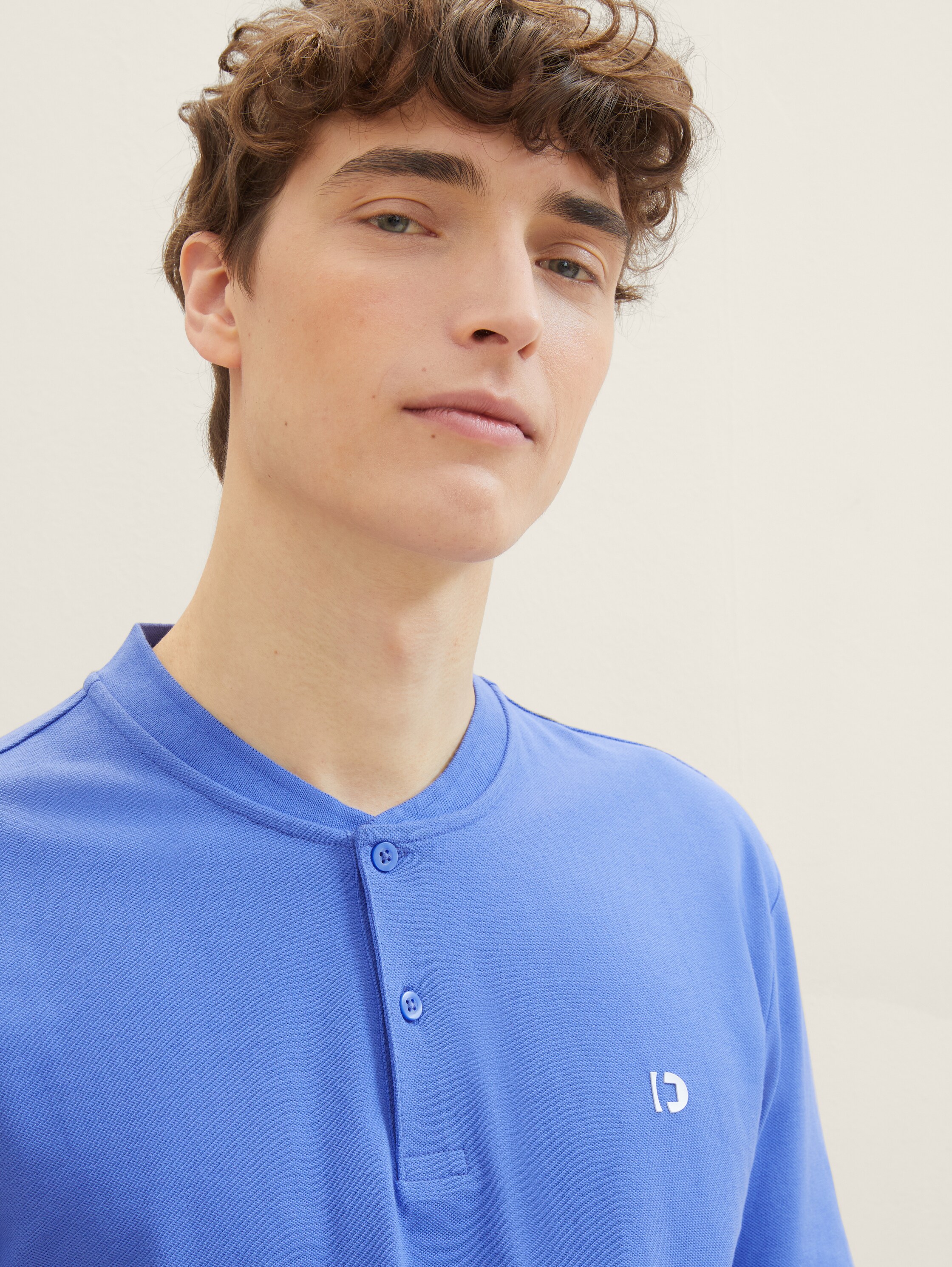 Basic Poloshirt mit Bomberkragen - blueberry_blue - 