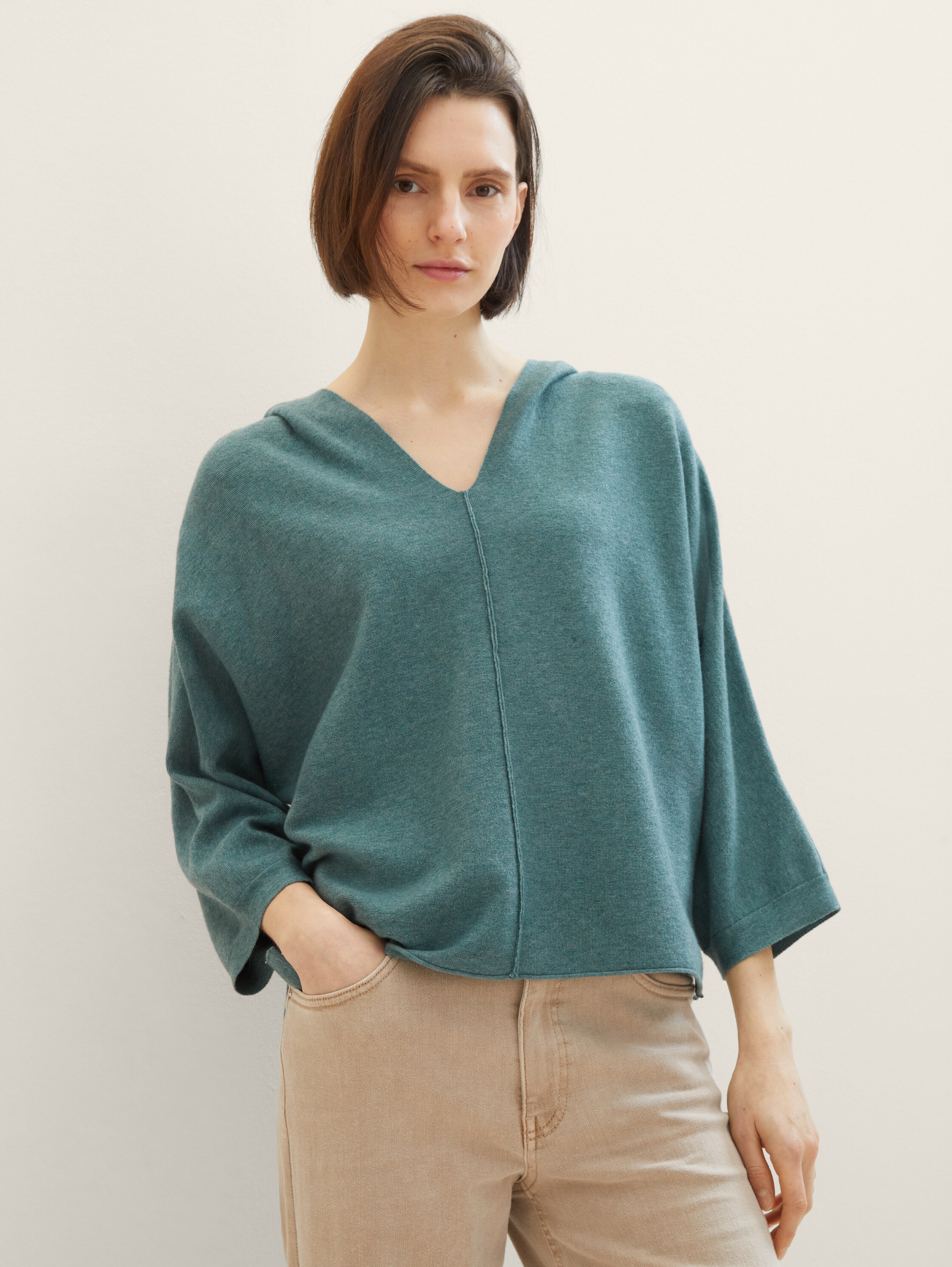 Strickpullover mit Tencel™ Lyocell - sea pine green melange