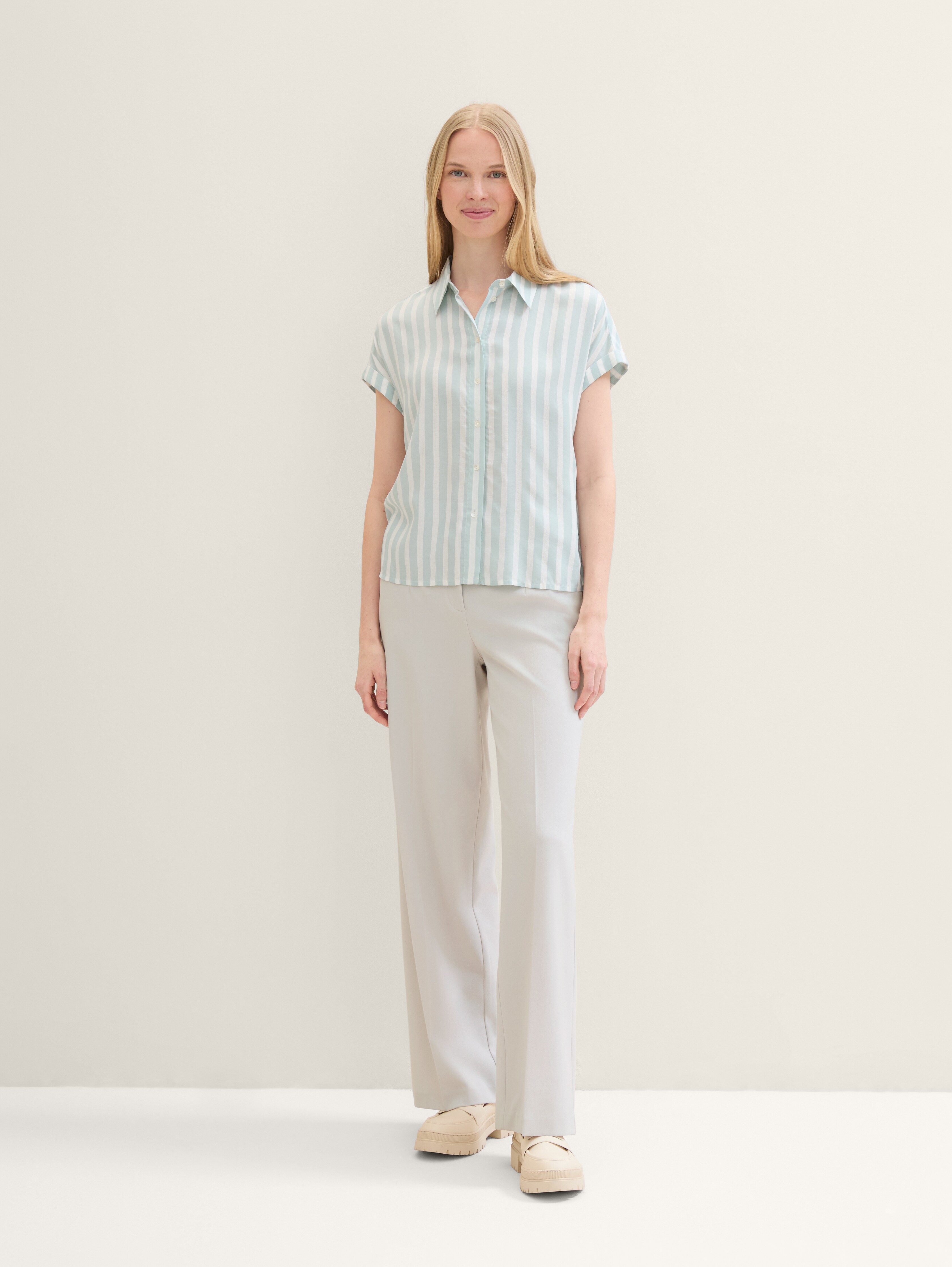 売れ筋商品|||トムテイラー シャツ レディース トップス STRIPED - Blouse - offwhite blue vertical stripe TOM TAILOR Blouse - offwhite blue vertical stripe/crème