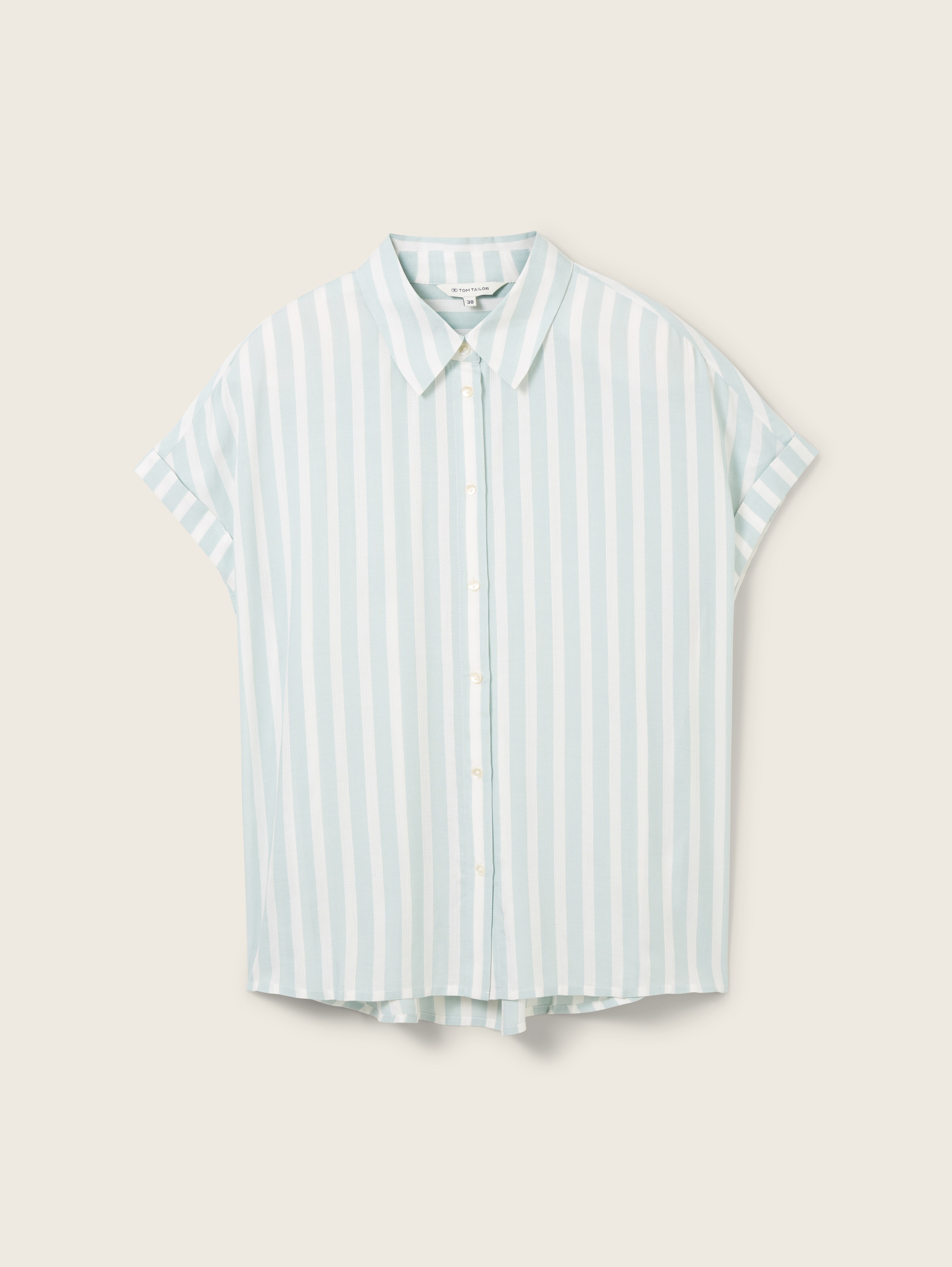 売れ筋商品|||トムテイラー シャツ レディース トップス STRIPED - Blouse - offwhite blue vertical stripe CroppedStripeShirt_grande.jpg?