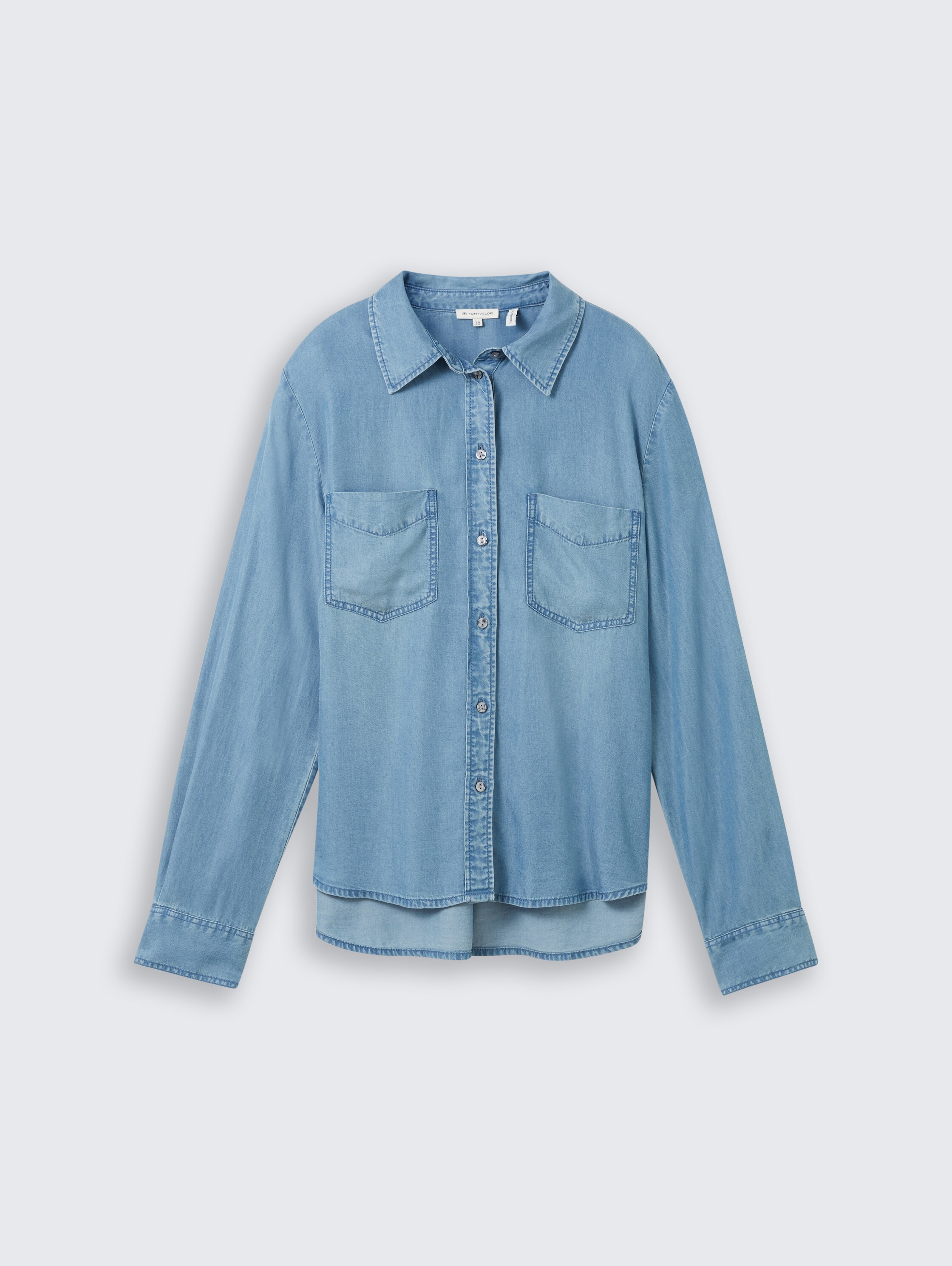 Blouse met TENCEL™ Lyocell - clean_mid_stone_blue_denim - 