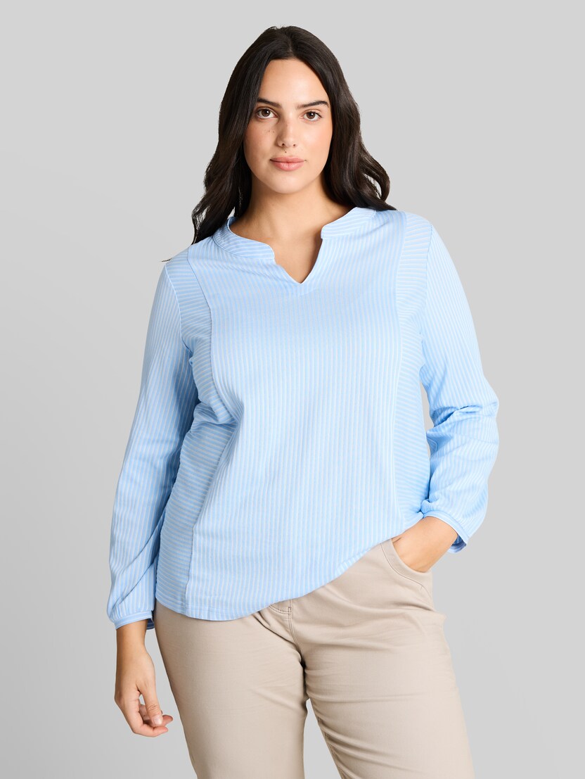 Plus Size - Blouse met streepmotief door Women Plus Size, blue white thin stripe