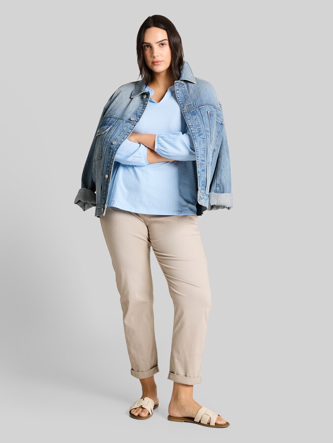 Plus Size - Blusenshirt mit Streifenmuster von Women Plus Size, blue white thin stripe