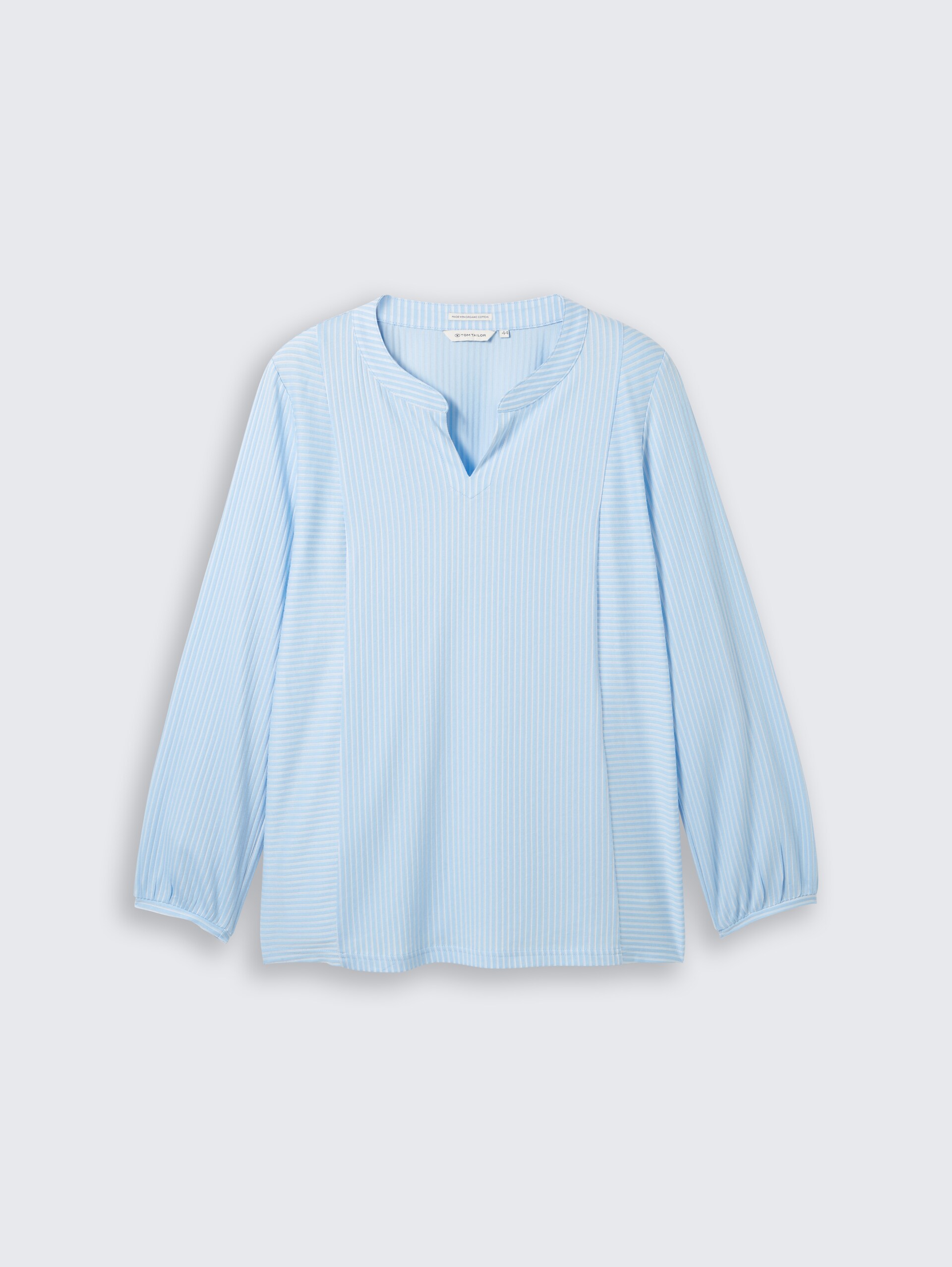 Plus Size - Blusenshirt mit Streifenmuster - blue white thin stripe - Vorder-Produkt-Ansicht