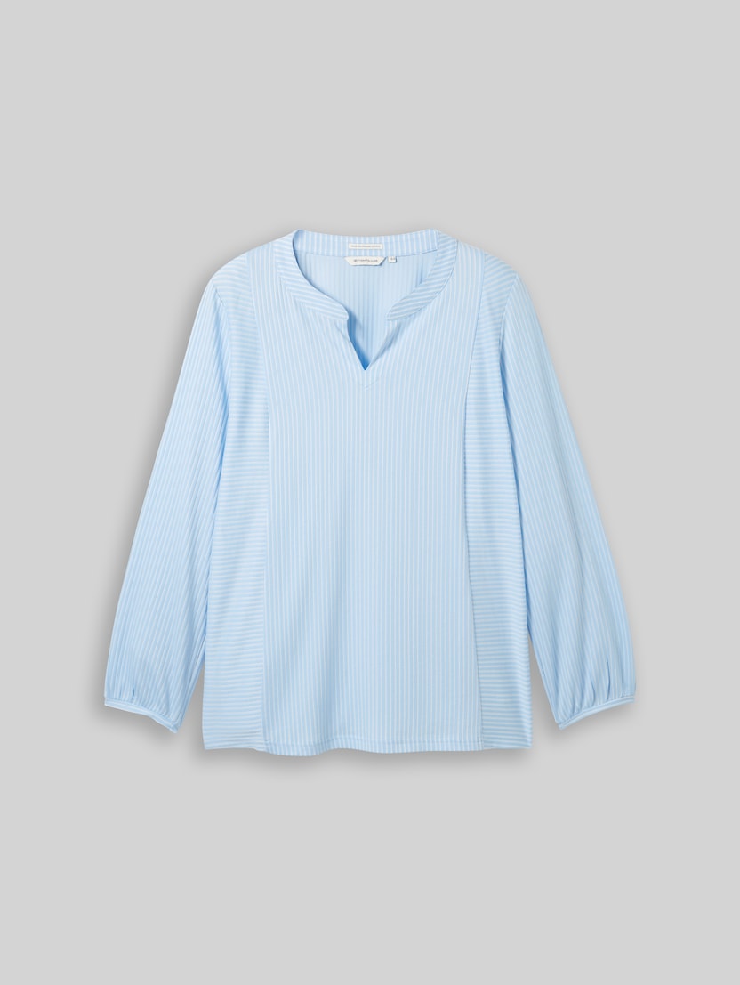 Plus Size - Striped blouse-style top by Women Plus Size, blue white thin stripe