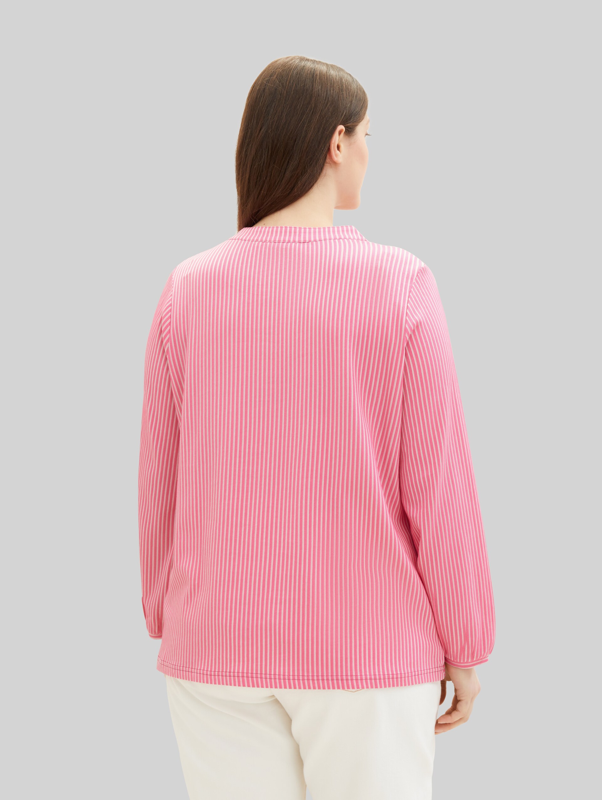 Plus Size - Chemise à rayures - pink thin stripe - Découpe Vue arrière du modèle