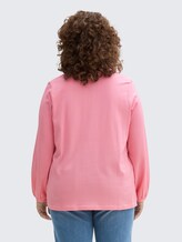 Plus Size - Blusenshirt mit Streifenmuster - bright rose white thin stripe - Auschnitt Model-Rückansicht