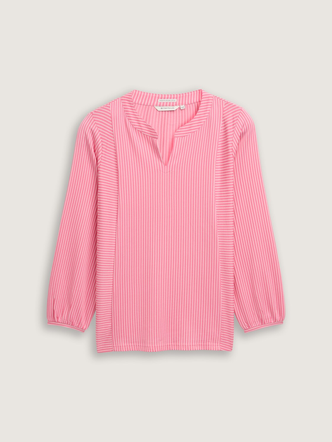 Plus Size - Blusenshirt mit Streifenmuster - bright rose white thin stripe - Vorder-Produkt-Ansicht