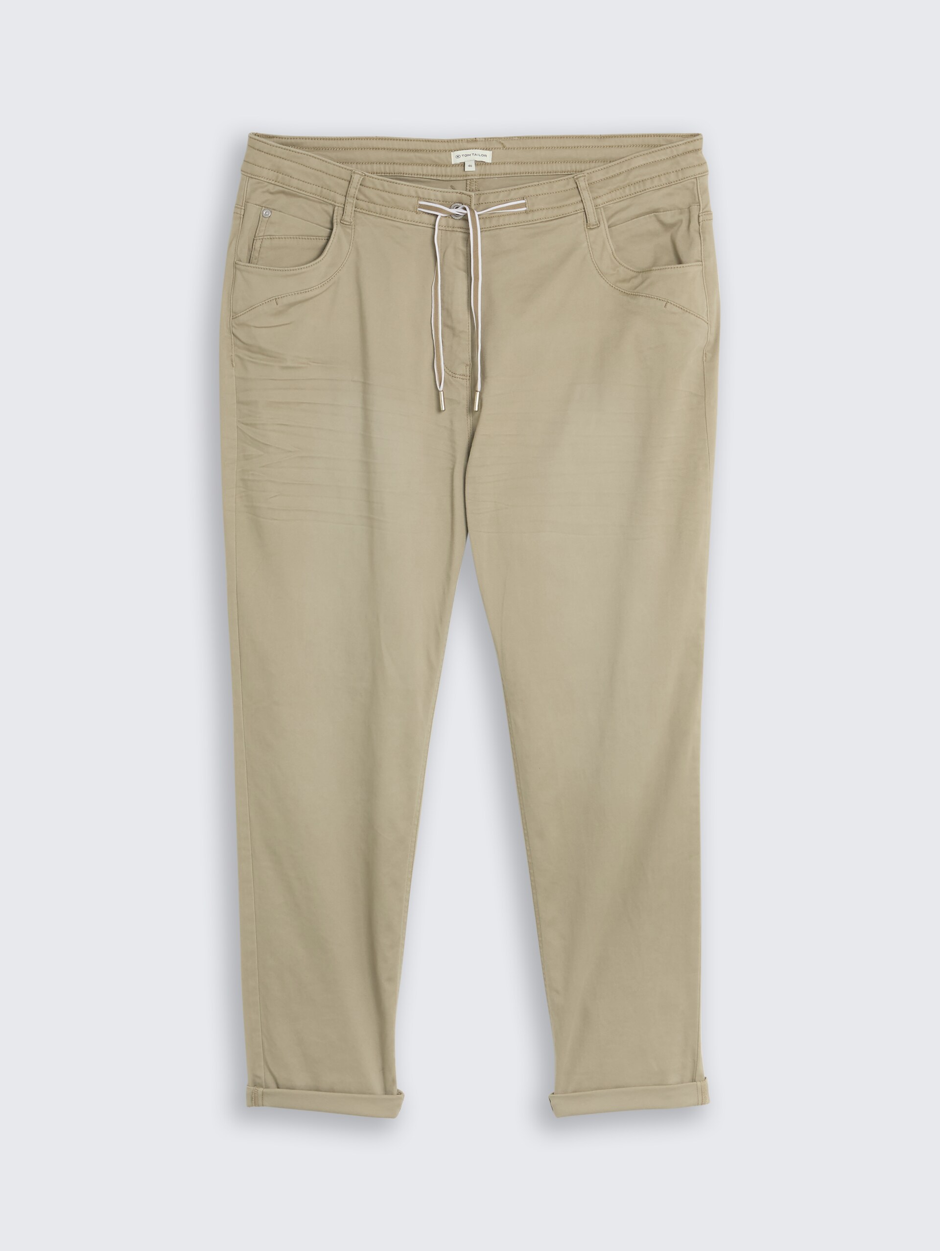 Plus Size - Cropped slim fit broek - Silver Olive - Product vooraanzicht