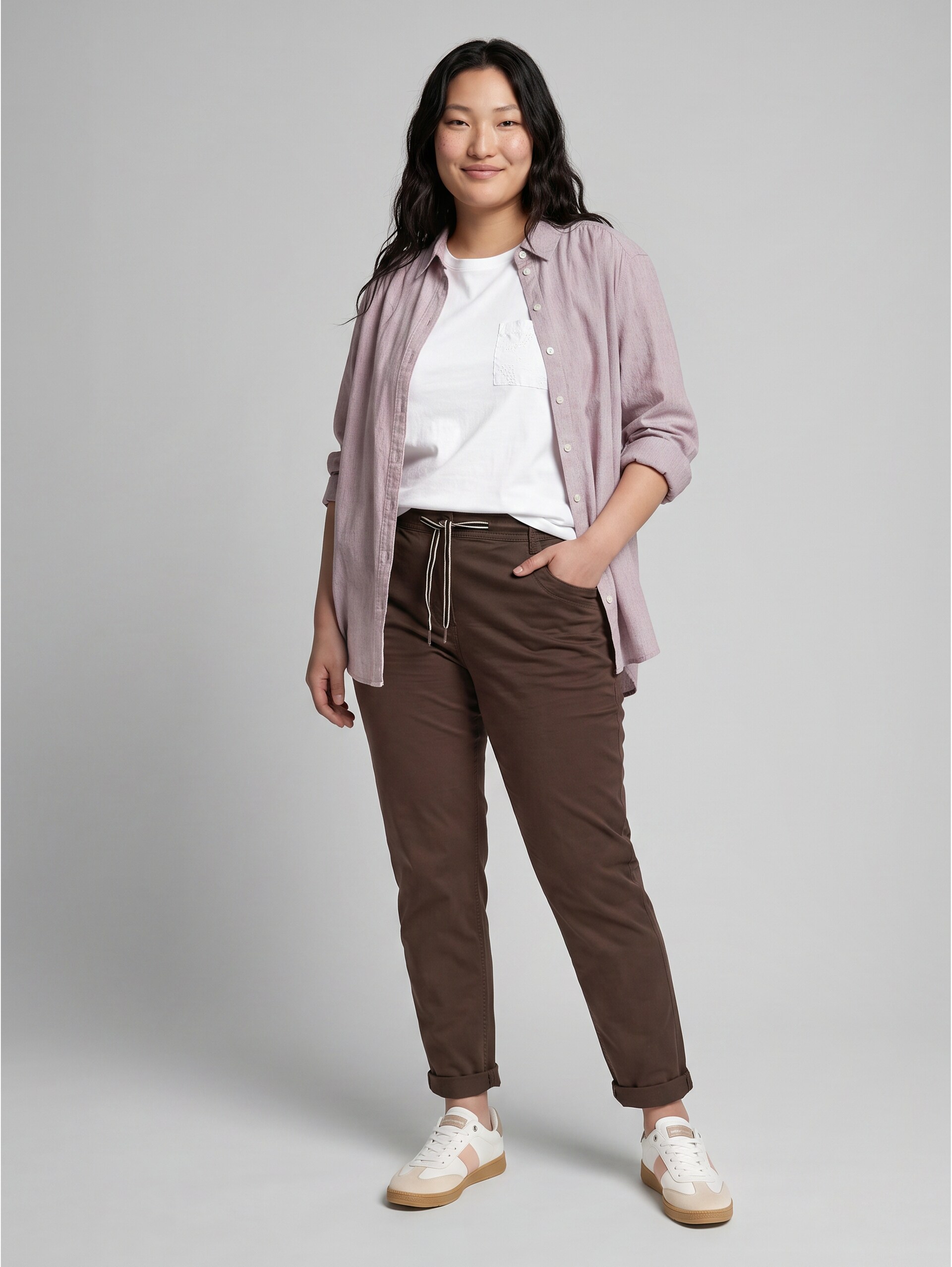 Plus Size - Cropped Slim Hose - java dark brown