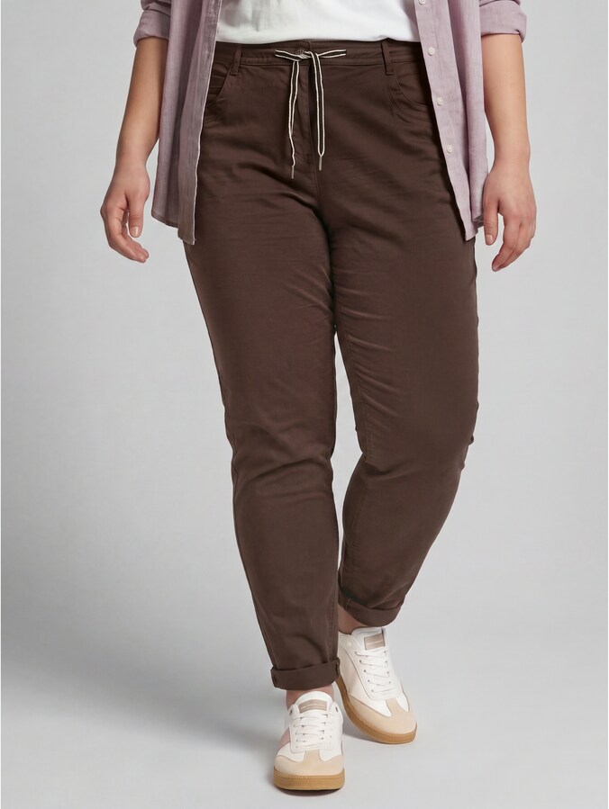Plus Size - Cropped slim-fit broek door Women Plus Size, java dark brown