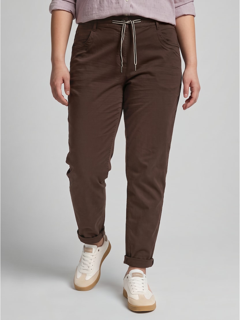 Plus Size - Cropped Slim Hose von Women Plus Size, java dark brown