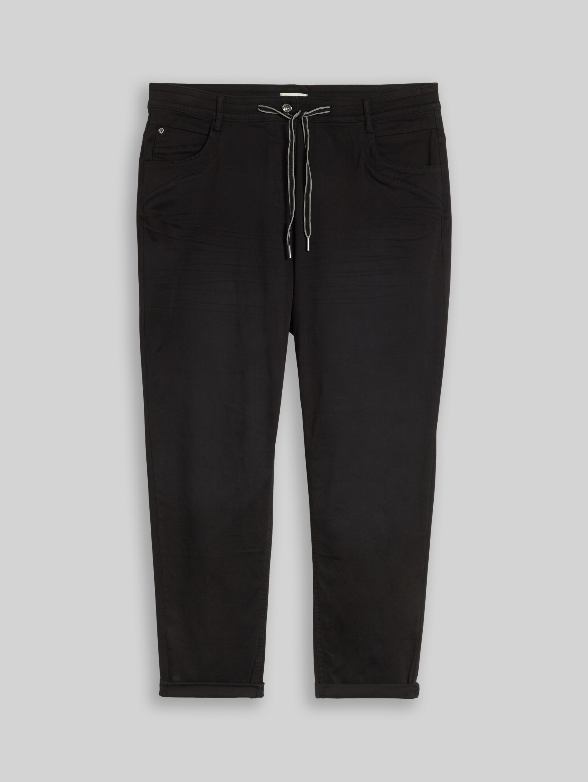 Plus Size - Cropped Slim Hose - deep black - Vorder-Produkt-Ansicht