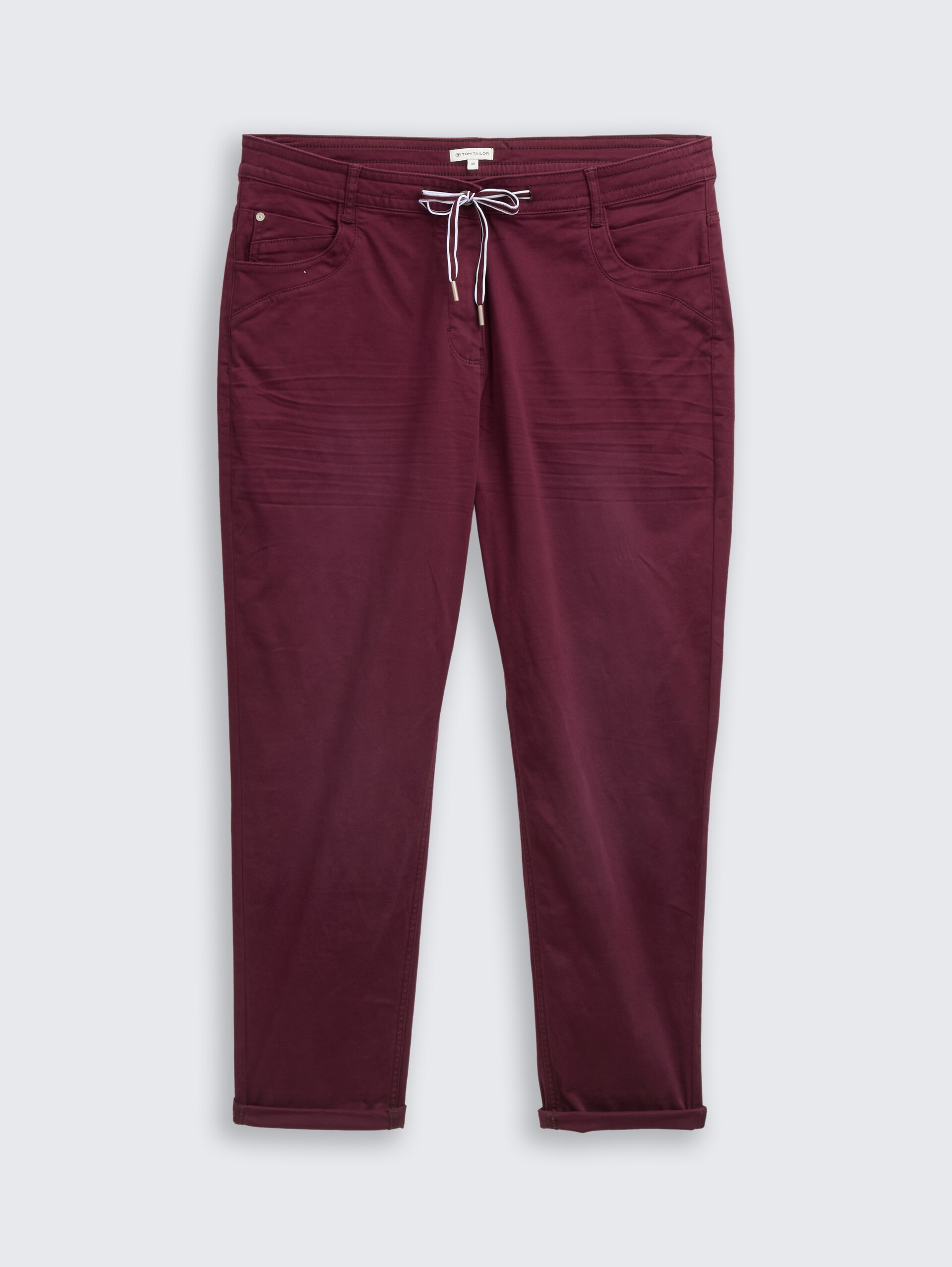 Plus Size - Cropped Slim Hose - bordeaux red - Vorder-Produkt-Ansicht