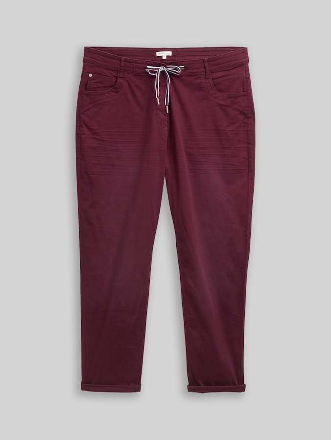 Plus Size - Cropped slim fit broek door Women Plus Size, bordeaux red