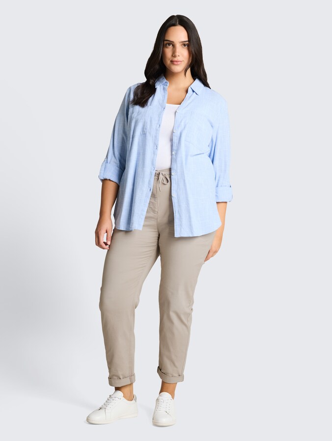 Plus Size - Cropped Slim Hose von Women Plus Size, soft taupe grey