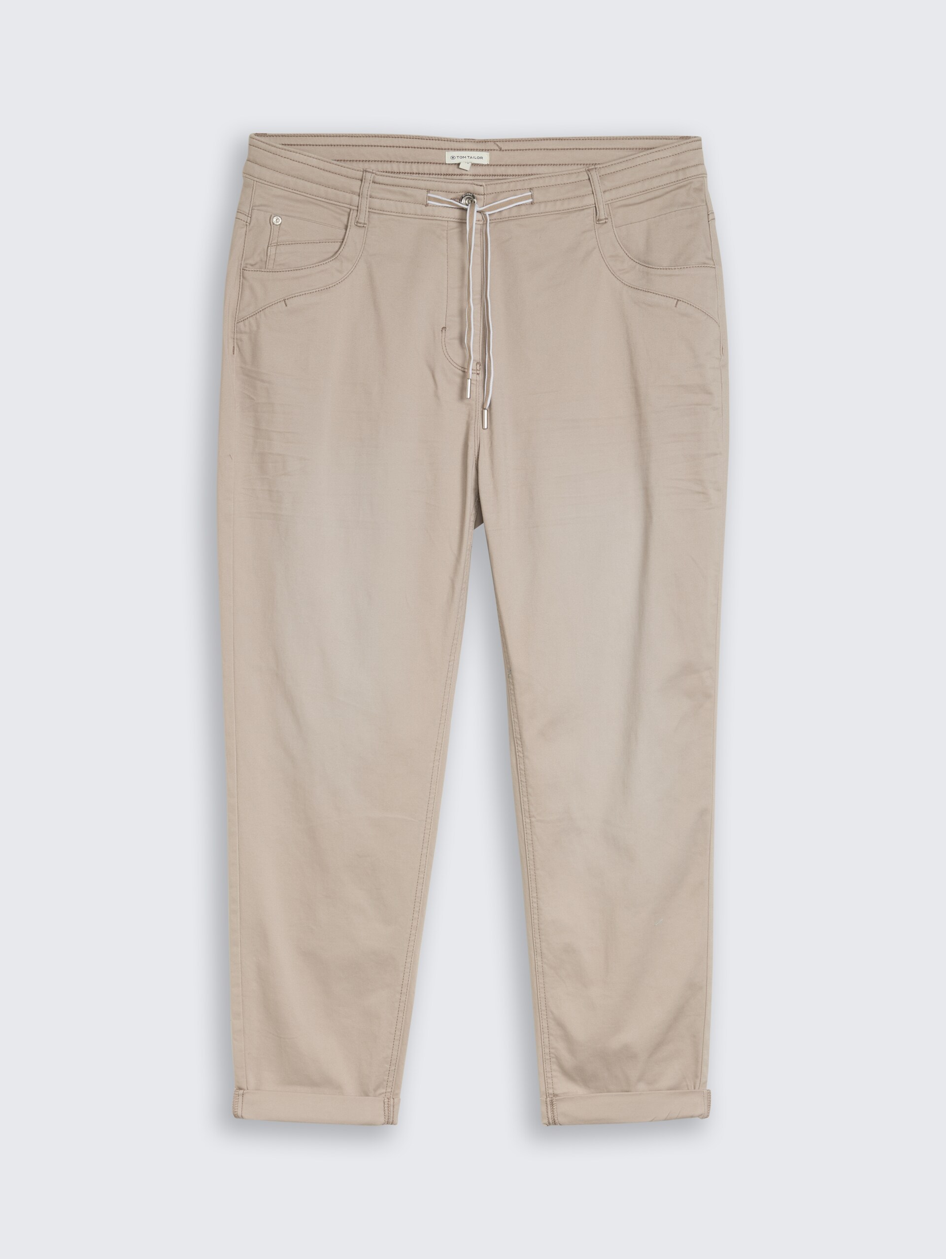 Plus Size - Cropped Slim Hose - soft taupe grey - Vorder-Produkt-Ansicht
