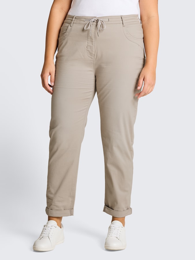 Plus Size - Cropped slim fit broek door Women Plus Size, soft taupe grey