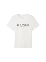 Nicht ausgewählt, T-Shirt mit Logo-Stickerei von Tom Tailor, weiß