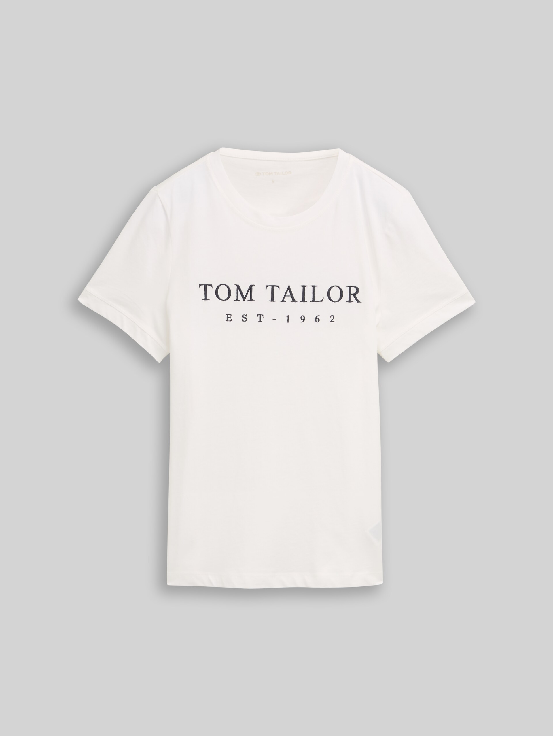 T-Shirt mit Logo-Stickerei - off white - Vorder-Produkt-Ansicht