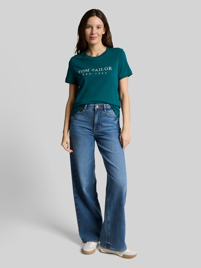T-Shirt mit Logo-Stickerei von Women, Deep Meadow Green