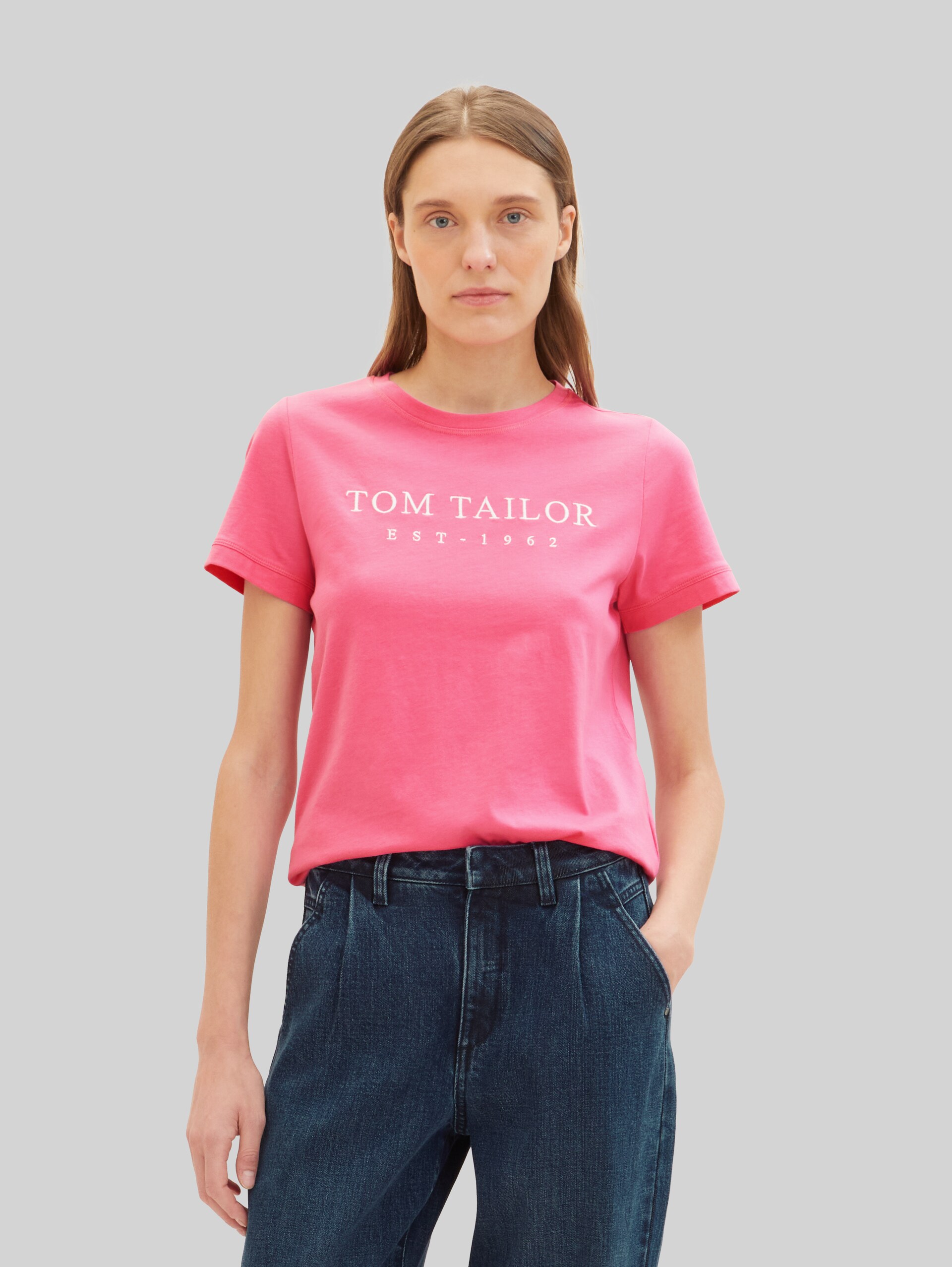 T-shirt avec logo brodé - carmine pink