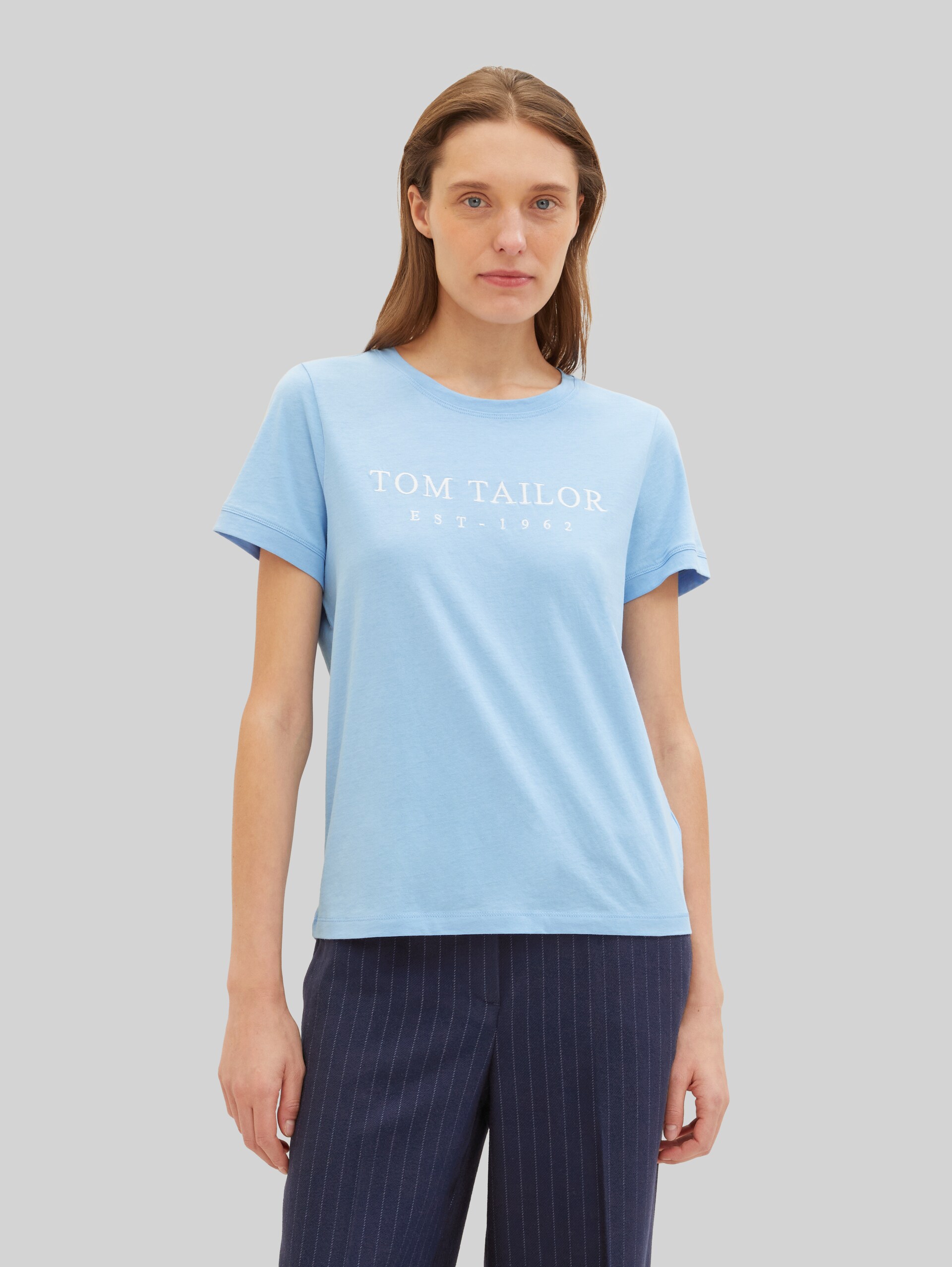 T-Shirt mit Logo-Stickerei - light fjord blue