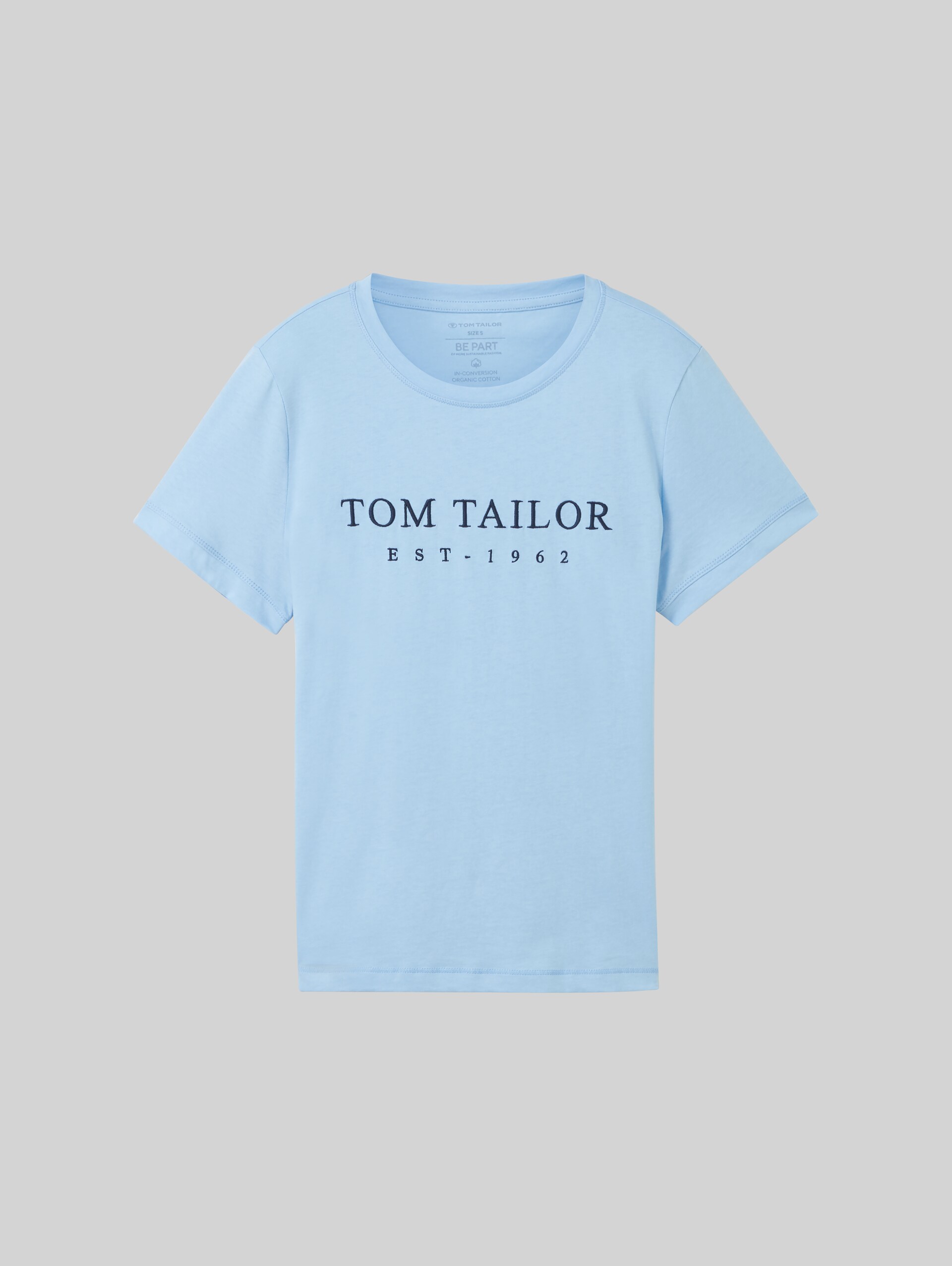 T-Shirt mit Logo-Stickerei - light fjord blue - Vorder-Produkt-Ansicht