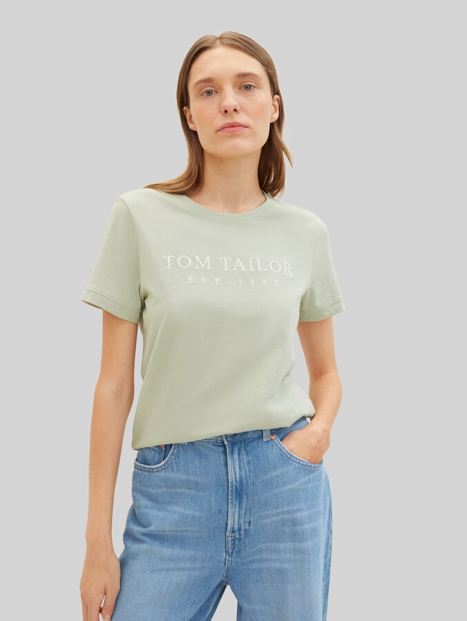 T-Shirt mit Logo-Stickerei von Women, desert green