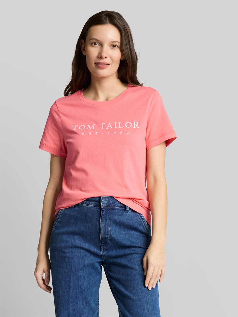 T-shirt met geborduurd logo door Women, soft coral pink