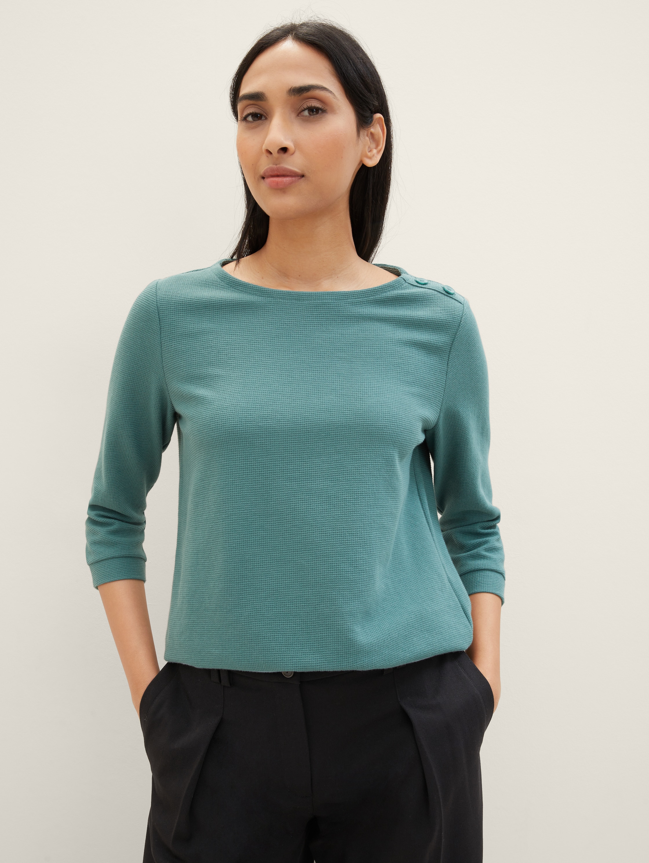 Top à manches 3/4 en coton bio - Sea Pine Green