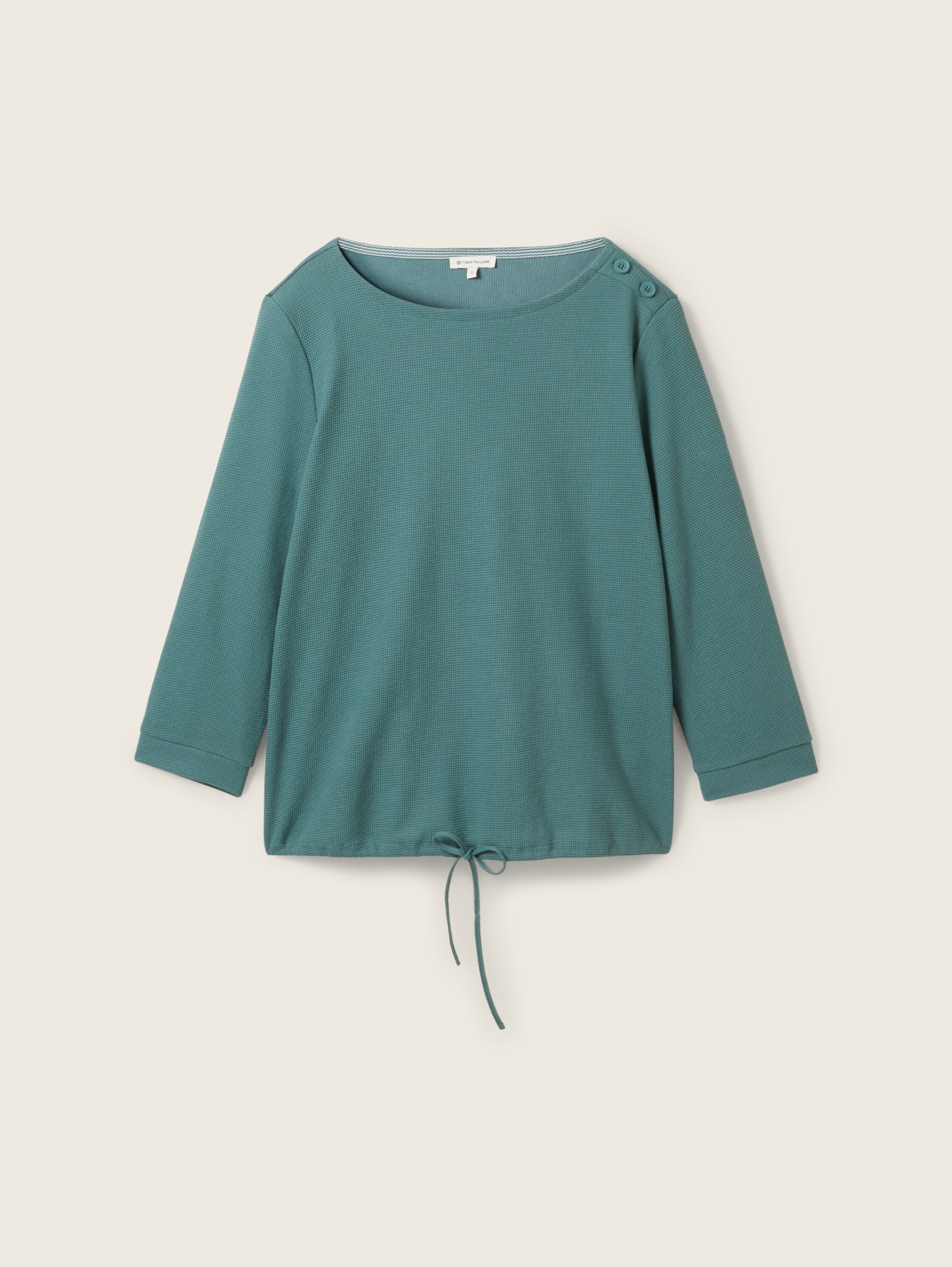 Top à manches 3/4 en coton bio - Sea Pine Green - Vue de face du produit